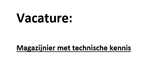 Kom jij ons team versterken? Wij zoeken magazijnier met technische kennis